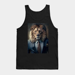 Portrait of a Handsome Lion wearing a suit Tank Top